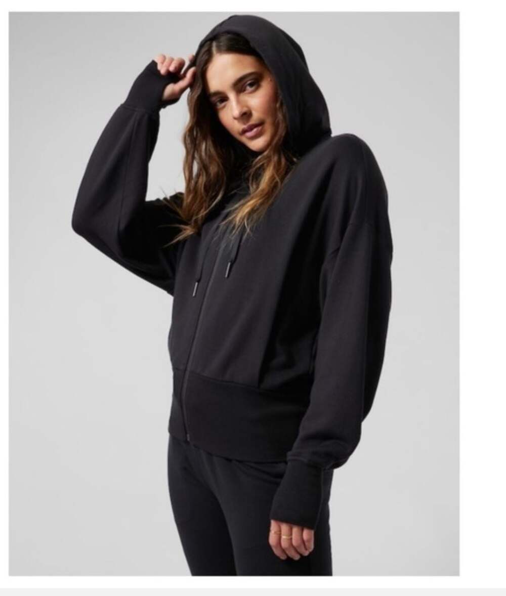 Athleta Balance Full Zip Hoodie Black 1X Sweatshirt Plus Size EUC